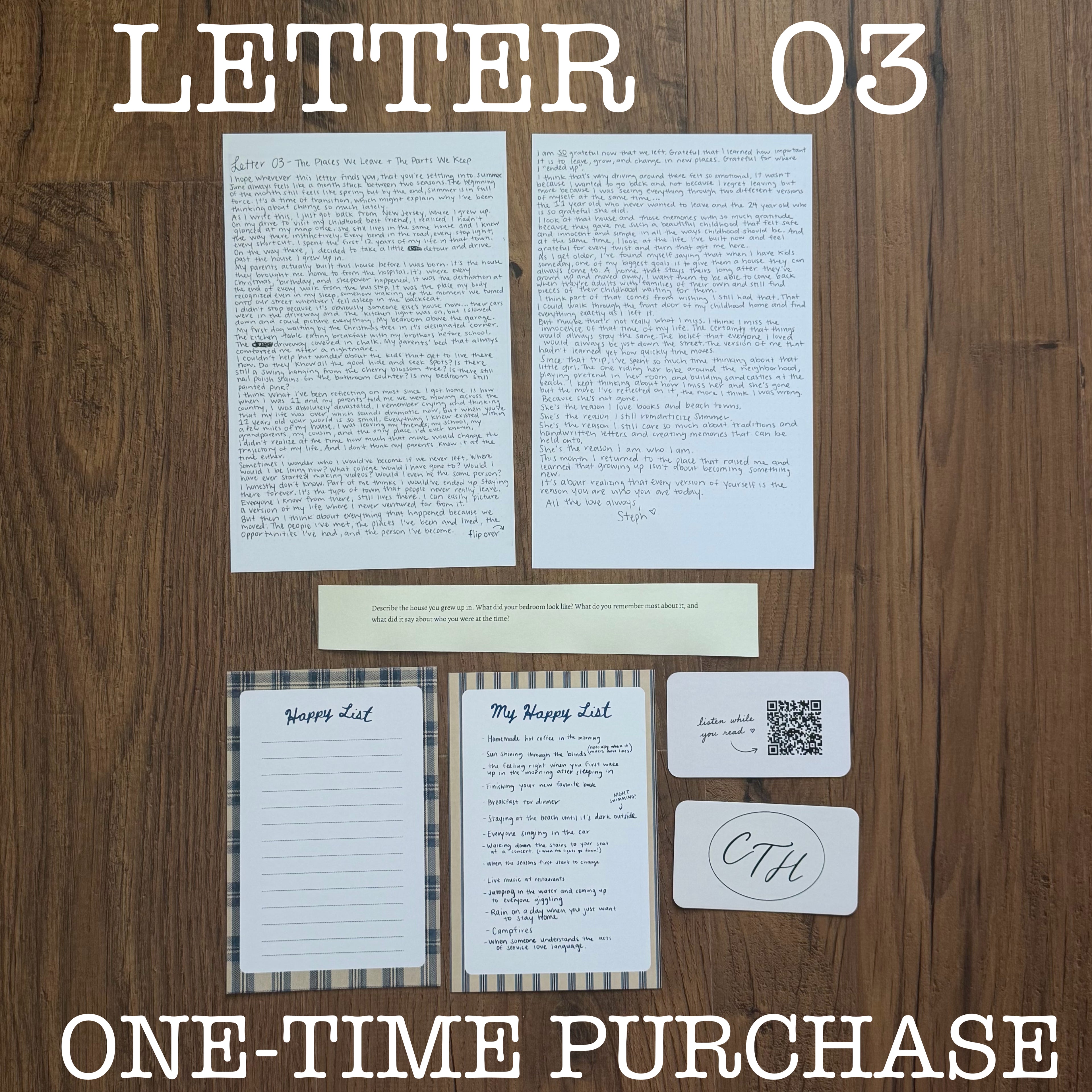 LETTER 03 - ONE TIME PURCHASE